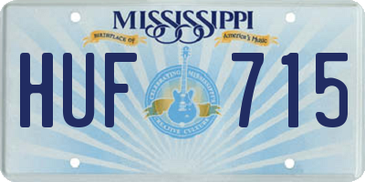 MS license plate HUF715