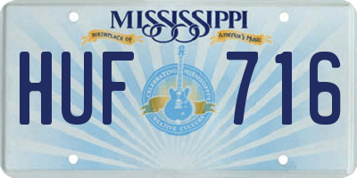 MS license plate HUF716