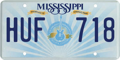 MS license plate HUF718