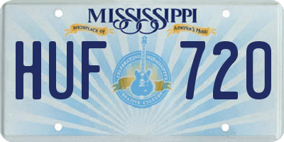 MS license plate HUF720