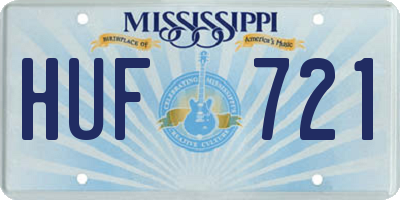 MS license plate HUF721