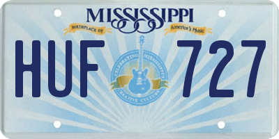 MS license plate HUF727