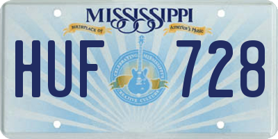 MS license plate HUF728