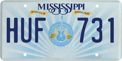 MS license plate HUF731