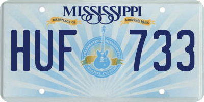 MS license plate HUF733