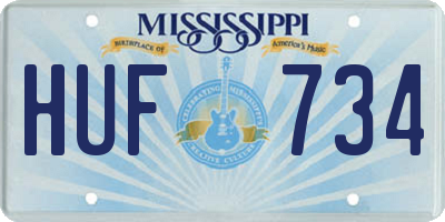 MS license plate HUF734