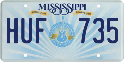 MS license plate HUF735