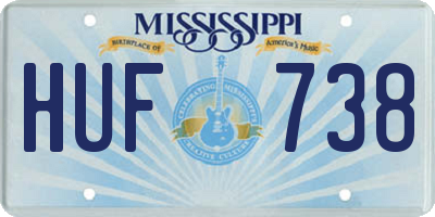 MS license plate HUF738