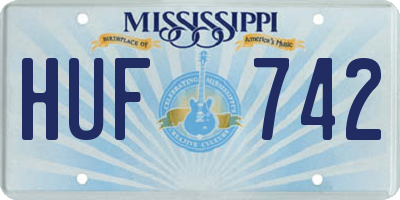 MS license plate HUF742