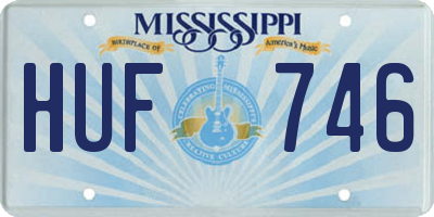 MS license plate HUF746