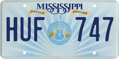 MS license plate HUF747