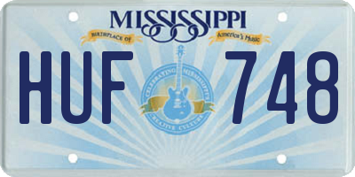 MS license plate HUF748