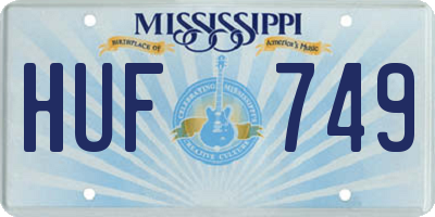 MS license plate HUF749