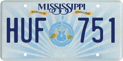 MS license plate HUF751