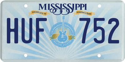 MS license plate HUF752