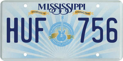 MS license plate HUF756