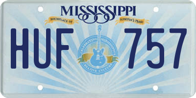 MS license plate HUF757