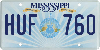 MS license plate HUF760