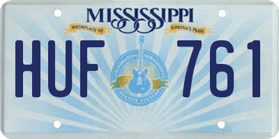 MS license plate HUF761