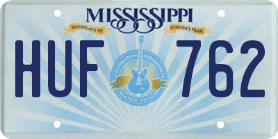 MS license plate HUF762
