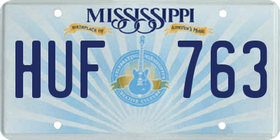MS license plate HUF763