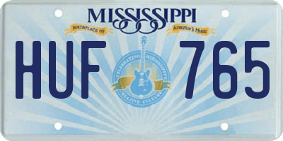 MS license plate HUF765