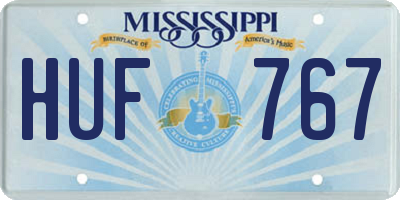 MS license plate HUF767