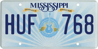 MS license plate HUF768
