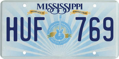 MS license plate HUF769