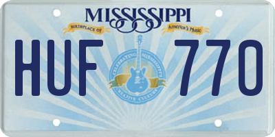 MS license plate HUF770