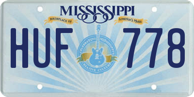 MS license plate HUF778