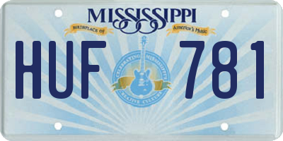 MS license plate HUF781