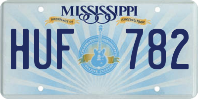 MS license plate HUF782