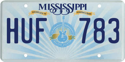 MS license plate HUF783
