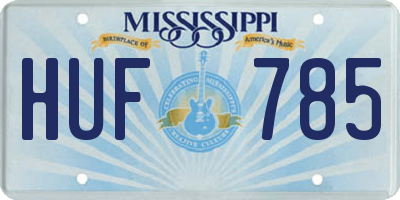 MS license plate HUF785
