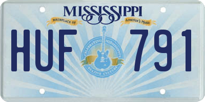 MS license plate HUF791