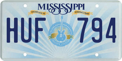 MS license plate HUF794