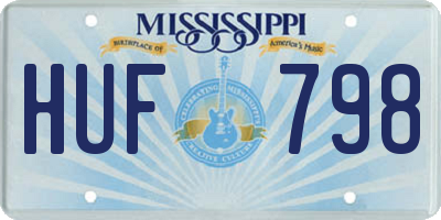 MS license plate HUF798