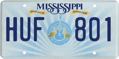 MS license plate HUF801