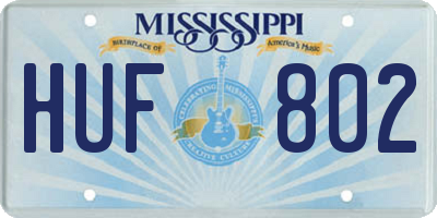 MS license plate HUF802
