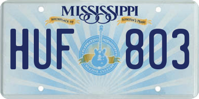 MS license plate HUF803