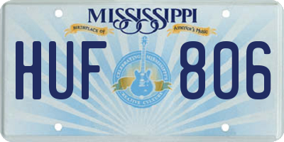 MS license plate HUF806