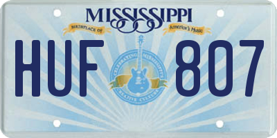 MS license plate HUF807