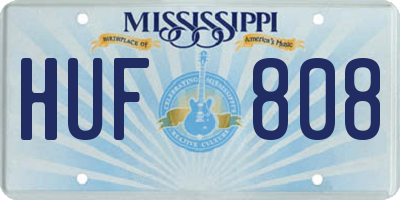 MS license plate HUF808