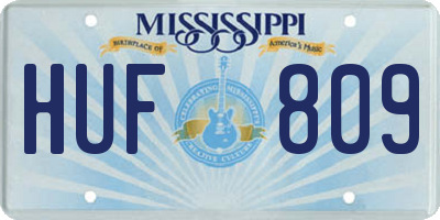 MS license plate HUF809