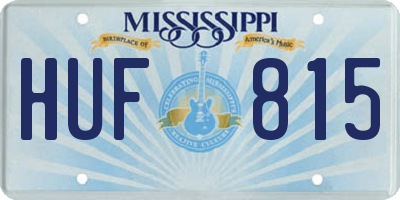 MS license plate HUF815