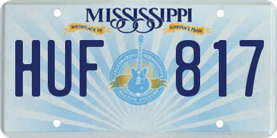 MS license plate HUF817