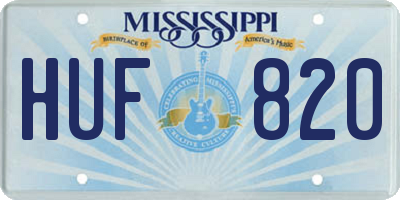 MS license plate HUF820