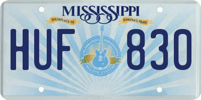 MS license plate HUF830