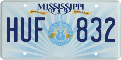MS license plate HUF832
